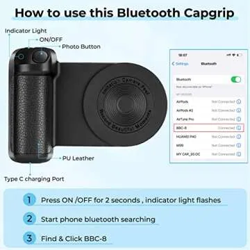 Aerbeis Magnetic Camera Handle Bluetooth Bracket- Phone Handle Photo Holder Wireless Charging Stand Phone Hand Grip with Magsafe Bluetooth Remote Control for Video Photo Shooting