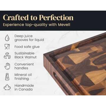 Mevell Walnut Wood Cutting Board - Handmade & Reversible