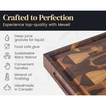 Mevell Walnut Wood Cutting Board - Handmade & Reversible