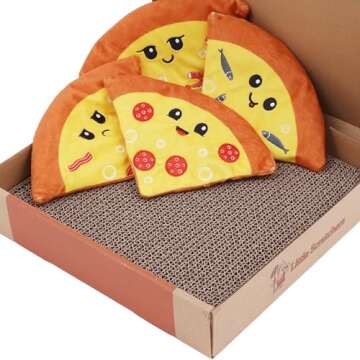 Little Scratchers Pizza Cute Cat Toys Set - Funny Cat Toys, Cat Birthday Gift, Gifts for Cats, Funny...