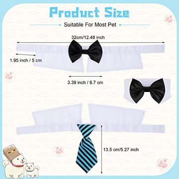 Dog Wedding Attire Bow Tie Dog Collar 6 Pieces Adjustable Formal Pet Bowtie Collar Striped Costume N...