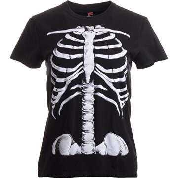 Ann Arbor T-shirt Co. Skeleton Rib Cage | Jumbo Print Novelty Halloween Costume Ladies' T-Shirt-Ladies, 2XL Black