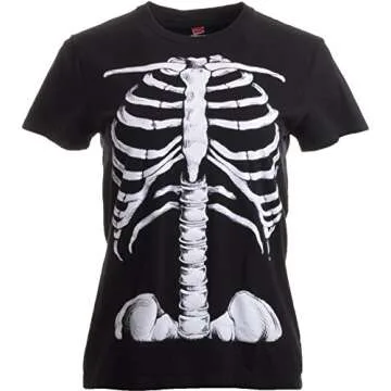 Ann Arbor T-shirt Co. Skeleton Rib Cage | Jumbo Print Novelty Halloween Costume Ladies' T-Shirt-Ladies, 2XL Black