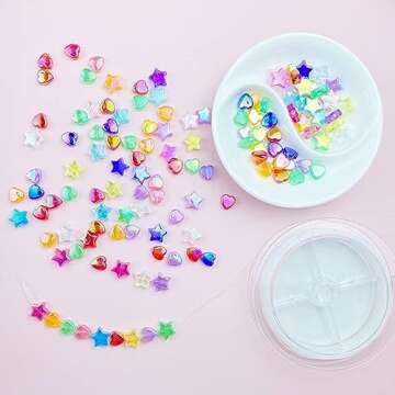 Xinhongo 350 Pcs Heart Star Acrylic Beads 9mm Heart Beads 11mm Star Shape Beads Spacer Bead for Making Bracelet Necklace Necklaces Earrings Key Chains Accessories DIY Crafts Beads(Mix AB Colors)