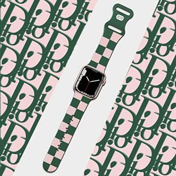 Luxury Checkered Designer Bands Compatible with Apple Watch Band 42mm 44mm 45mm 46mm 49mm Women Men,Soft Silicone Sport Strap Replacement Wristbands for iWatch Series 10 9 8 Ultra 7 6 5 4 3 2 1 SE