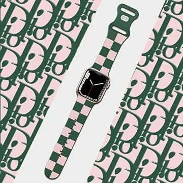 Luxury Checkered Designer Bands Compatible with Apple Watch Band 42mm 44mm 45mm 46mm 49mm Women Men,Soft Silicone Sport Strap Replacement Wristbands for iWatch Series 10 9 8 Ultra 7 6 5 4 3 2 1 SE