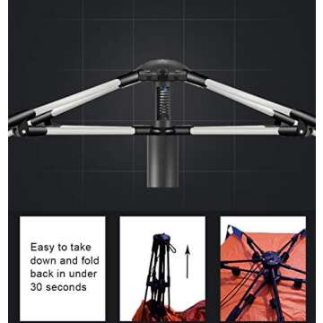 Oileus X-Large 4 Person Beach Tent Sun Shelter - Portable Sun Shade Instant Tent for Beach with Carrying Bag, Stakes, 6 Sand Pockets, Anti UV for Fishing Hiking Camping, Waterproof Windproof, Orange