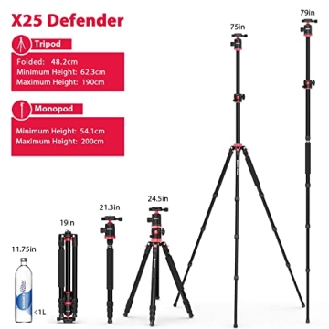 GEEKOTO Aluminum Tripod with 360-Degree Ball Head