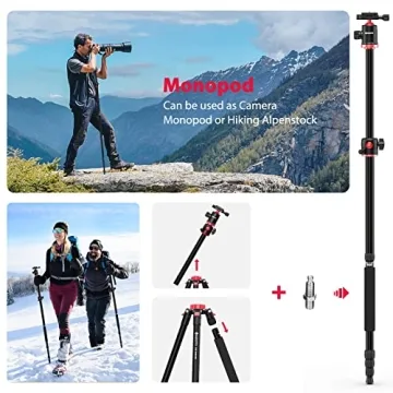 GEEKOTO Aluminum Tripod with 360-Degree Ball Head
