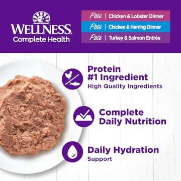 Wellness Complete Health Pate Adult Wet Cat Food Canned, Natural, Protein-Rich, Grain Free, 3 Ounce Cans, 24 Pack, (Seafood Favorites Variety Pack)
