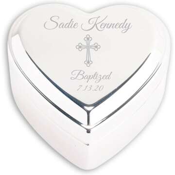 Personalized Heart Jewelry Keepsake Box for Baptism Gifts