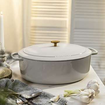 Elegant BALLARINI Cast Iron 5-qt Oval Dutch Oven - Perfect for Cozy Dinners!