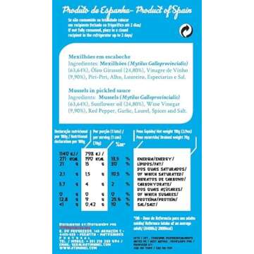 Spanish Mussels Canned in Spiced Pickled Sauce | B Vitamins, Omega-3 | Tinned Seafood by Ati Manel | 1 x 110g Cans