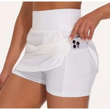 THE GYM PEOPLE Women's Golf Skort Tennis High Waist Lightweight Athletic Casual Skirts Built-in Shorts with 4 Pockets White