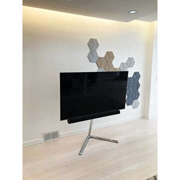 ynVISION.DESIGN Modern Studio TV Floor Stand, Mount & Easel with Adjustable and Swiveling Viewing Angle 49-70 inch (Chrome)