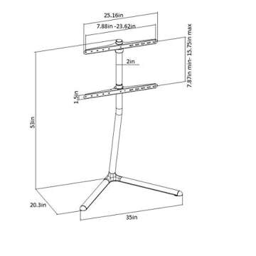ynVISION.DESIGN Modern Studio TV Floor Stand, Mount & Easel with Adjustable and Swiveling Viewing Angle 49-70 inch (Chrome)