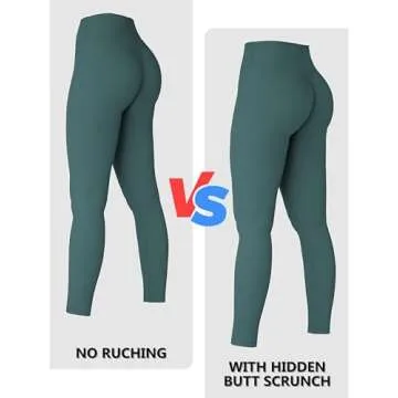 Sunzel Sunzfly Invisible Butt Scrunch Workout Leggings for Women, Butt Lifting High Waisted Gym Yoga Pants with Tummy Control 28" Jasper Green Medium