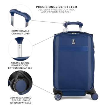 Travelpro VersaPack+ Lightweight Softside Expandable Carry on Luggage, 8 Spinner Suitcase, TSA Lock,...