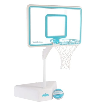 Dunn-Rite Splash & Shoot Adjustable Height Swimming Pool Basketball Hoop w/Ball, Made in USA, Durabl...
