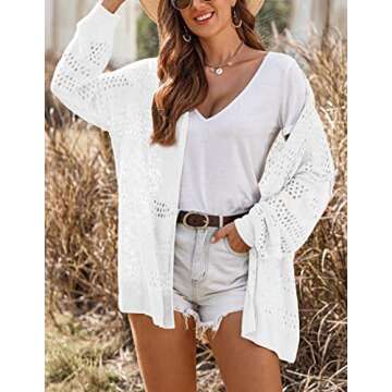 HOTOUCH Womens Lightweight Knit Crochet Cardigan