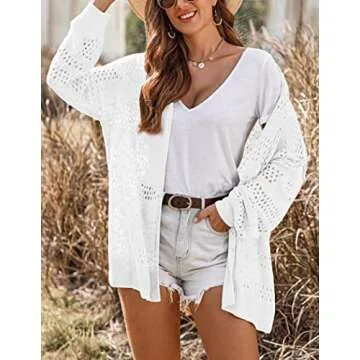 HOTOUCH Womens Lightweight Knit Crochet Cardigan