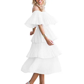 ETCYY Off The Shoulder Ruffle Summer Wedding Dress