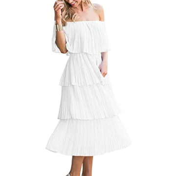 ETCYY Off The Shoulder Ruffle Summer Wedding Dress