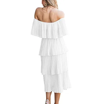 ETCYY Off The Shoulder Ruffle Summer Wedding Dress