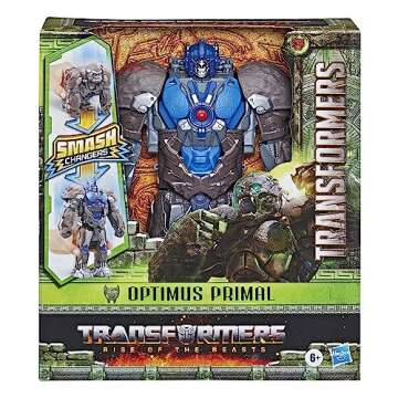 Transformers Toy Rise of The Beasts Movie, Smash Changer Optimus Primal Converting Action Figure for...
