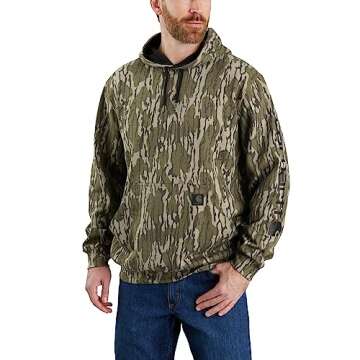 Carhartt Men's Loose Fit Midweight Sleeve Graphic Sweatshirt, Mossy Oak Bottomland Camo, Medium