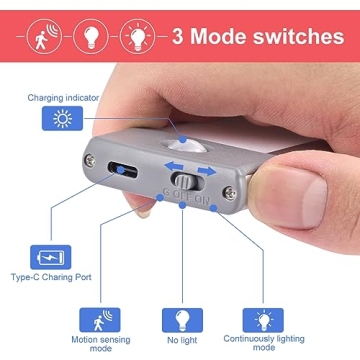 LED Motion Sensor Light - Wireless, USB Rechargeable, 2 Pack