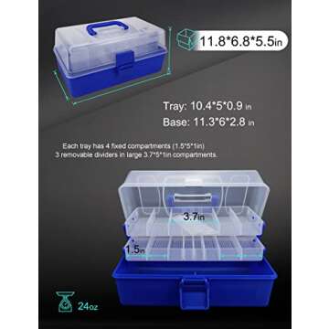 Avlcoaky Tackle Box Fishing Tackle Box Organizer Large Fishing Box with 2 Trays Kids Tackle Box Plastic Tacklebox