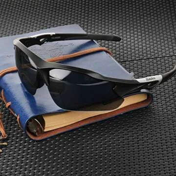 Hulislem Blade Sport Polarized Sunglasses Sunglasses For Men Women Mens Womens Running Golf Sports (Matte Black-Smoke)