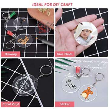 Audab Acrylic Keychain Blanks - 50 pcs for DIY Crafts