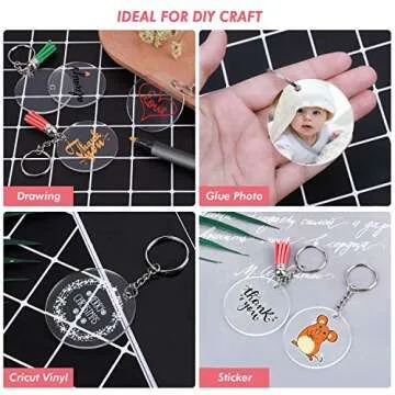 Audab Acrylic Keychain Blanks - 50 pcs for DIY Crafts