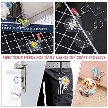 Audab Acrylic Keychain Blanks - 50 pcs for DIY Crafts