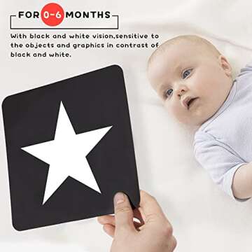 Richgv Newborn Baby Essentials, Black and White Baby Cards Toys 0-3-6 Months,Newborn Baby Stuff, Hig...