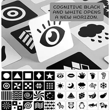 Richgv Newborn Baby Essentials, Black and White Baby Cards Toys 0-3-6 Months,Newborn Baby Stuff, High Contrast Toys for Infant 0-6 Months, 40 Pages Visual Stimulation Sensory Flash Cards for Babies
