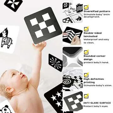 Richgv Newborn Baby Essentials, Black and White Baby Cards Toys 0-3-6 Months,Newborn Baby Stuff, High Contrast Toys for Infant 0-6 Months, 40 Pages Visual Stimulation Sensory Flash Cards for Babies