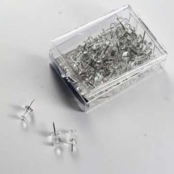 Officemate Push Pins in Reusable Box, Clear, Box of 100 (92707)