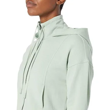Core 10 Women's Cropped Fleece Zip-Up Hoodie in Mint Green