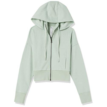 Core 10 Women's Cropped Fleece Zip-Up Hoodie in Mint Green