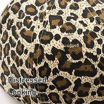 Womens Washed Distressed Cotton Baseball Caps High Messy Bun Criss Cross Ponytail Unconstructed Dad Hats Girls Sun Hat (02-Full Cotton Leopard)