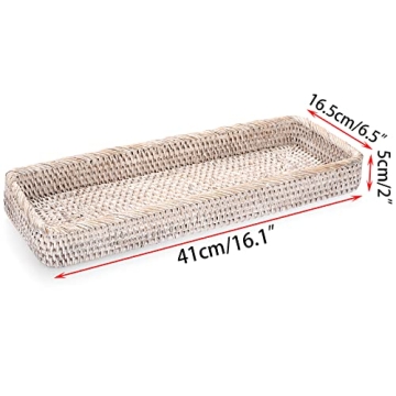 16 Inch Sumnacon Rattan Bathroom Vanity Tray