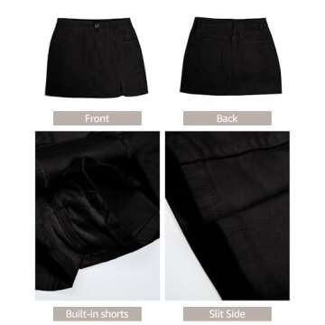 luvamia High Waisted Shorts Women True Black Denim Skirt Womens Cowgirl Outfit Womens Skort Skorts for Women with Pockets Summer Shorts for Women 2025 True Black Size Medium US Size 8 to Size 10