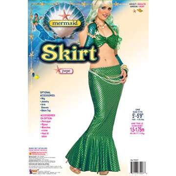 Rubies Women's Mermaid Fin Tail Skirt, Green