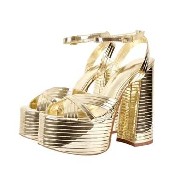 Onlymaker Women's Platform Chunky Heels Sexy Ankle Strap Chunky High Heel Platform Sandals Open Toe ...