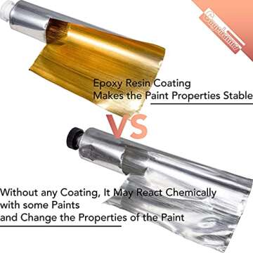 Empty Aluminum Paint Tubes for Making Paint and Store Remaining Paint, with Golden Yellow Epoxy Resin Coating, Perfect For Acrylics, Gouaches, Watercolors, Oils and any other paint medium