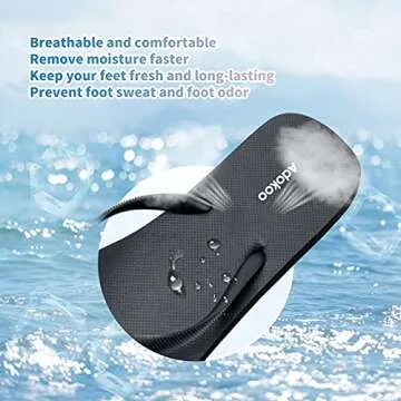 Adokoo Womens Flip Flops Black Flip Flops Summer Beach Sandals Thong Style Comfortable Flip Flops(Black,US7)