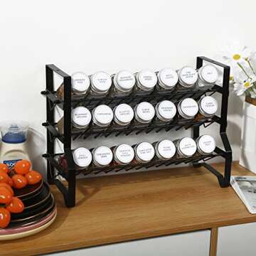 Skiileor 25 Pcs Spice Jars with Labels- Glass Spice Jars with Labels,Shaker Lids, Funnel, Chalk Pen, Brush，4oz Seasoning Containers Bottles for Spice Rack, Cabinet, Drawer